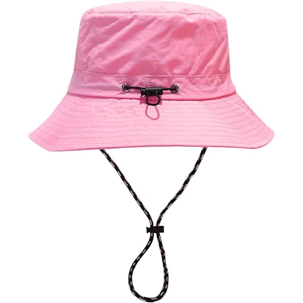 Unisex Pink Wide Brim Water-Resistant With Chin Strap Packable Bucket Sun Hat